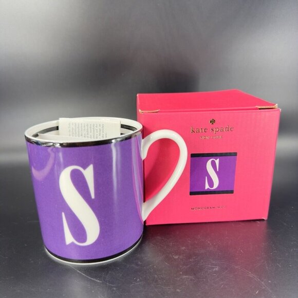 Lenox Kate Spade Wickford Letter Day Mug S Monogram Stripes Monogram 10 OZ W Box - Picture 8 of 14